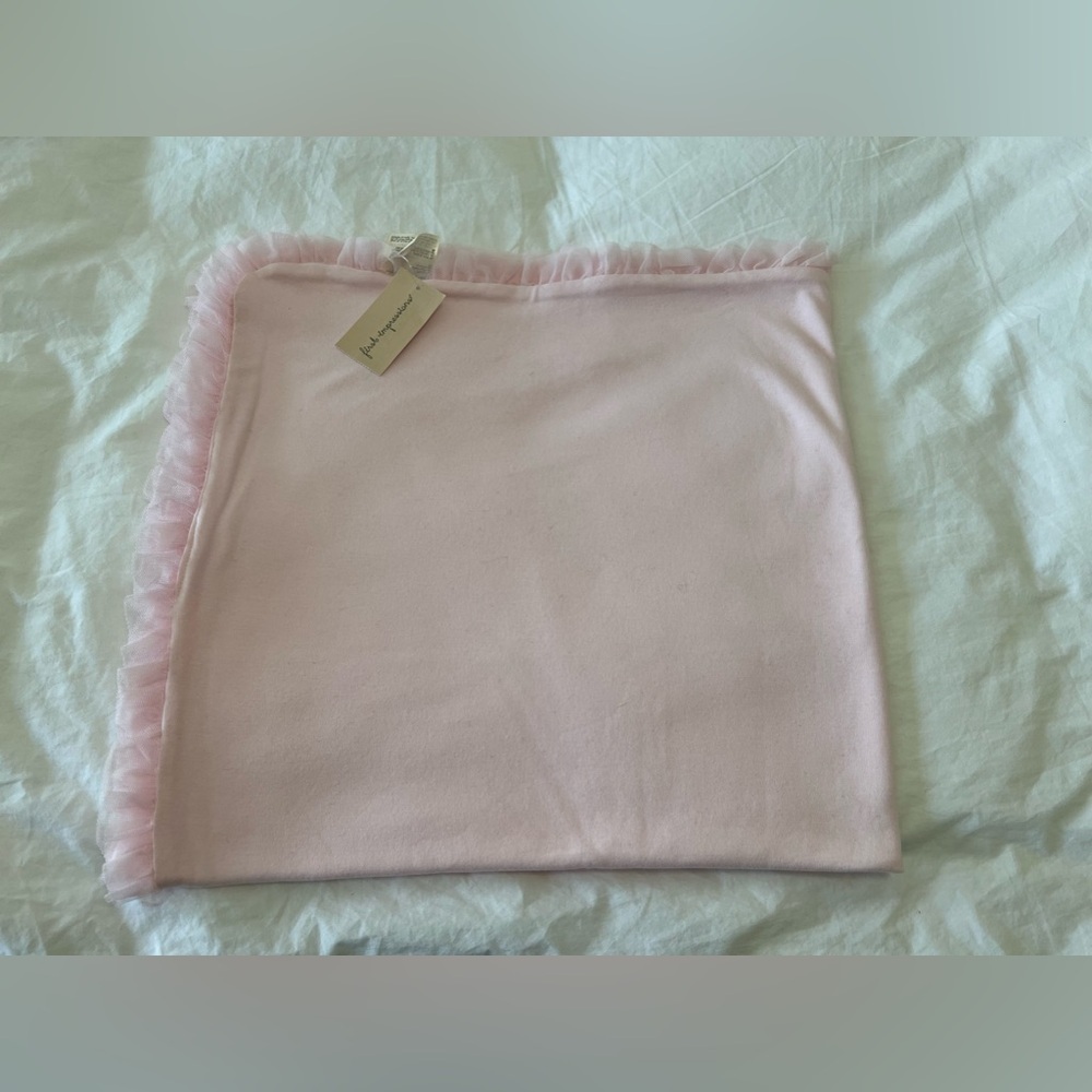 First Impressions | Pink Tulle Baby Blanket Ruffle Edge | NWT